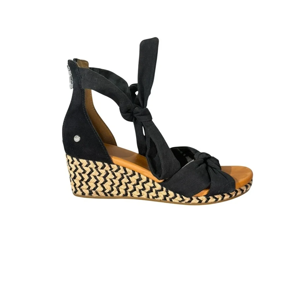 UGG Women's Yarrow Espadrille Wedge Sandal In Black sz11 - Picture 10 of 16